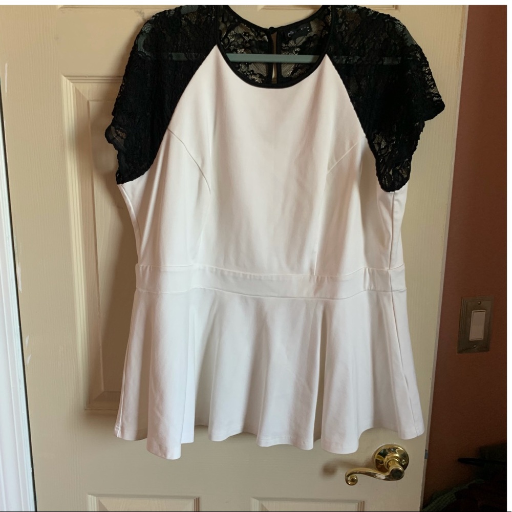 Black and White Peplum Top